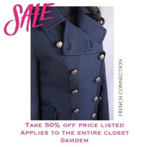 (Sz 4) French Connection Navy Wool "Military" Coat